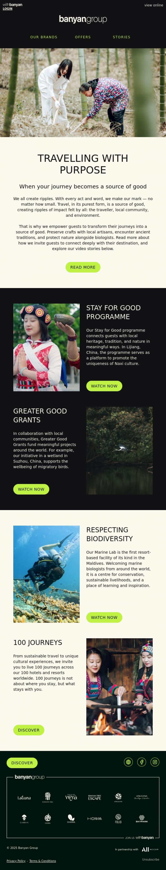 Email Design Inspiration from Banyan Group, Stays that leave ripples