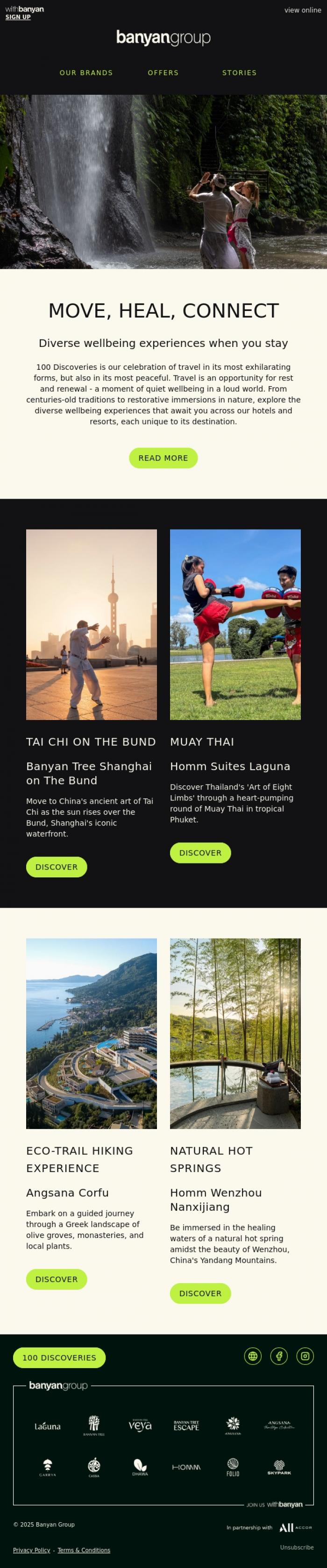 Email Design Inspiration from Banyan Group, Experience joyful wellbeing