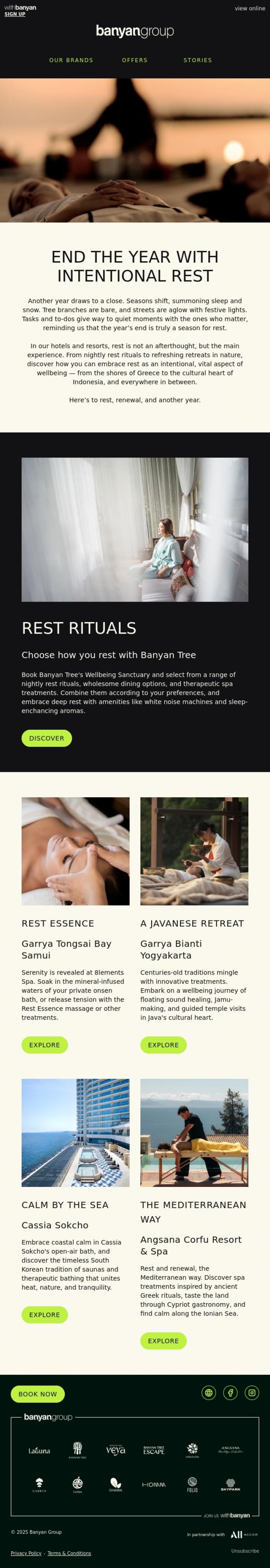 Email Design Inspiration from Banyan Group, The season of rest