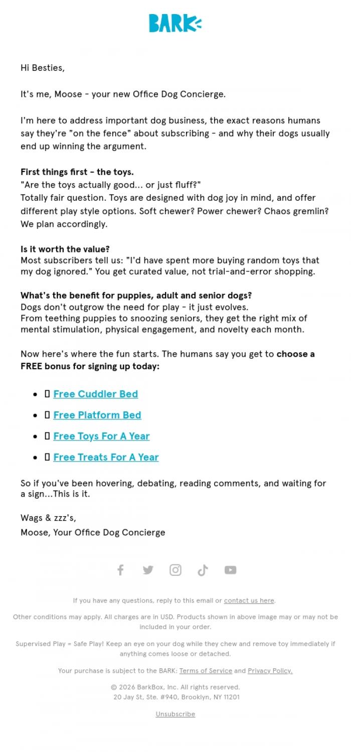 Email Design Inspiration from BARK, New update from your Dog Concierge