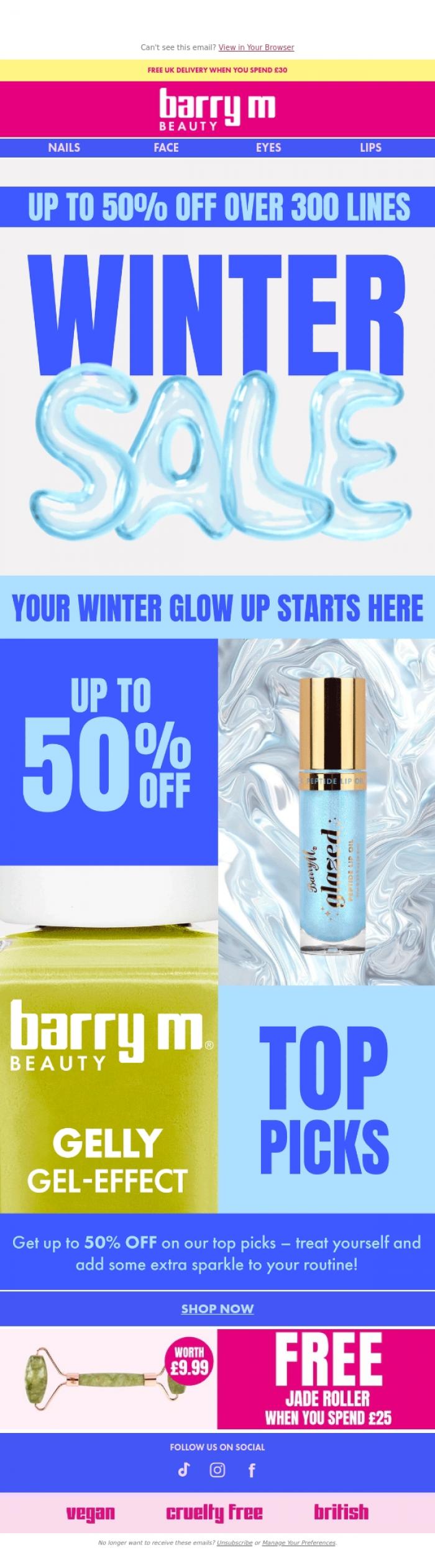 Email Design Inspiration from Barry M, Winter Sale Top Picks! Don't Miss Out❄️