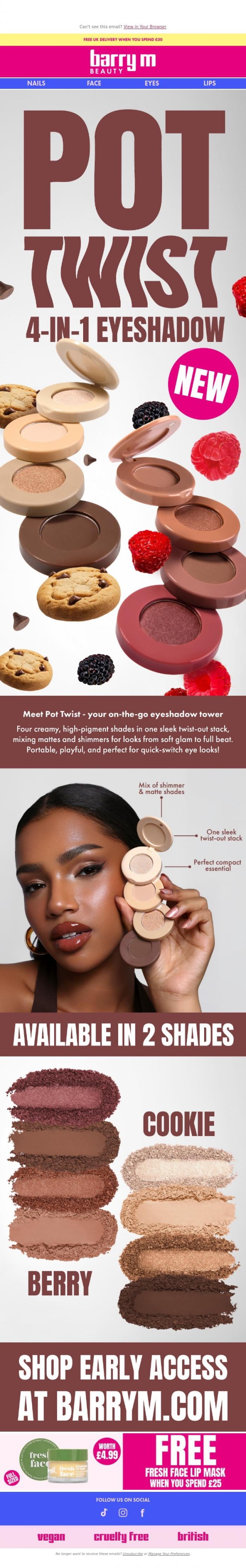 Email Design Inspiration from Barry M, They're Here! Meet Pot Twist Eyeshadows 😍