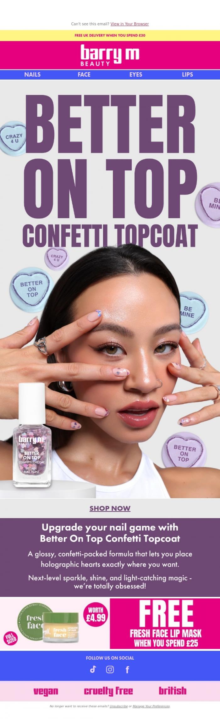 Email Design Inspiration from Barry M, Level Up Your Mani with Better on Top 💜✨
