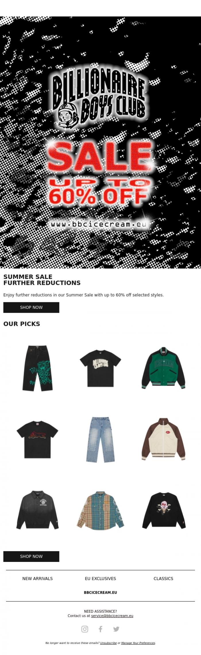 Email Design Inspiration from BBC ICECREAM EU, Sale: Further Reductions
