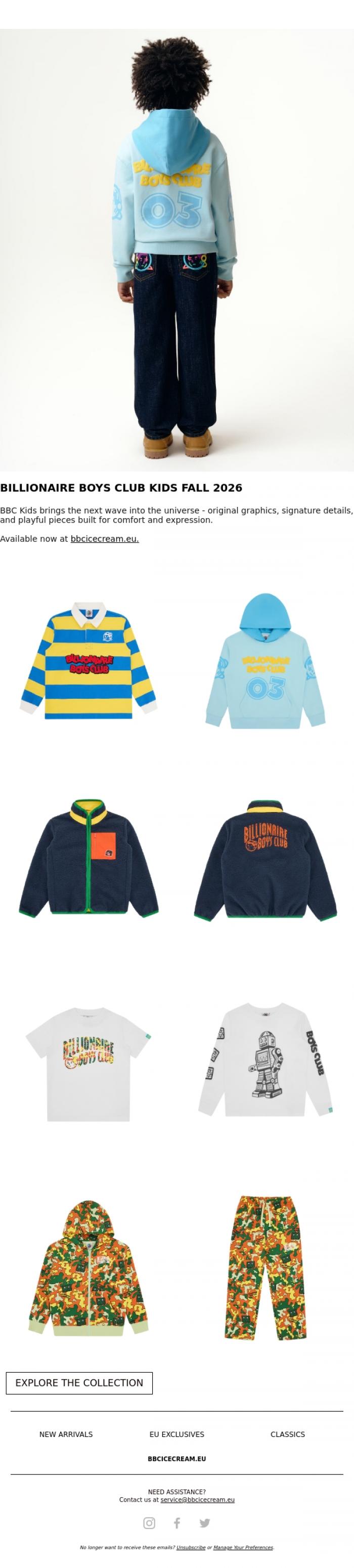 Email Design Inspiration from BBC ICECREAM EU, New: Billionaire Boys Club Kids Fall '26