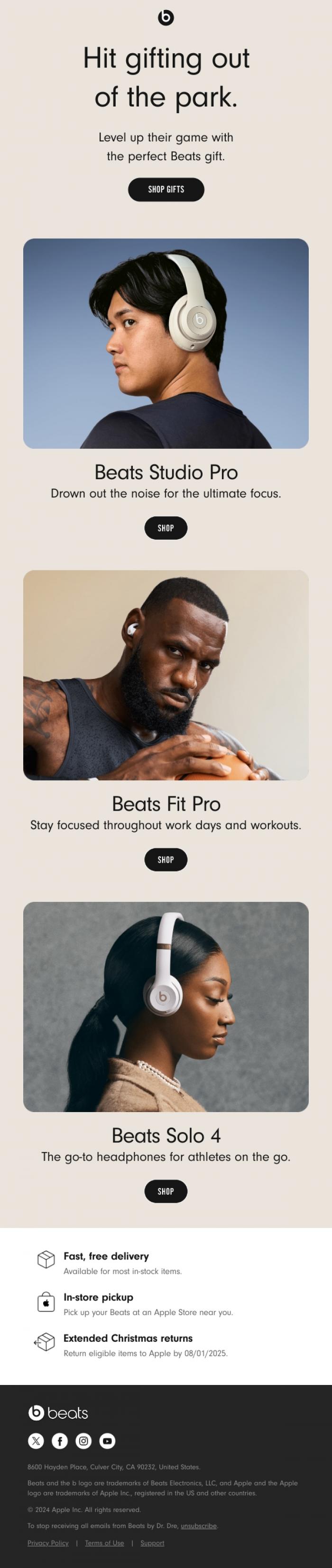 Email Design Inspiration from Beats by Dre, Gifts for athletes 🎁