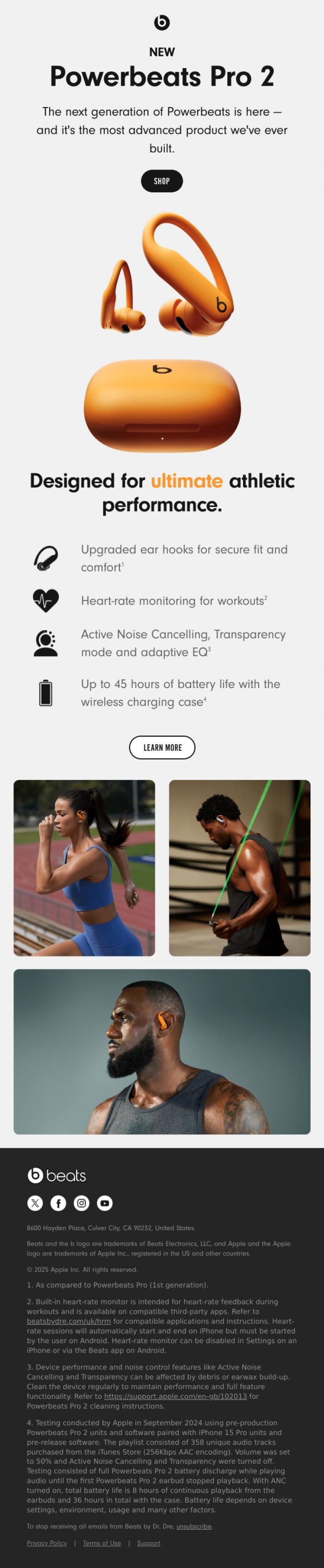Email Design Inspiration from Beats by Dre, Introducing Powerbeats Pro 2