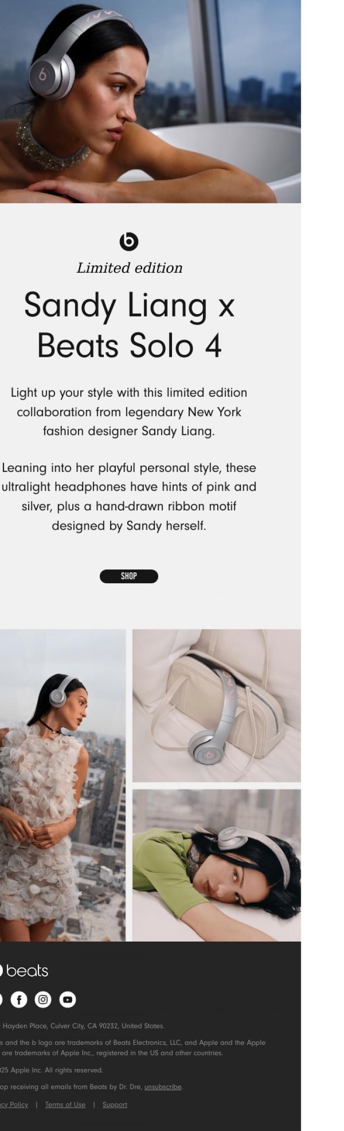 Email Design Inspiration from Beats by Dre, 🎀 Sandy Liang x Beats Solo 4