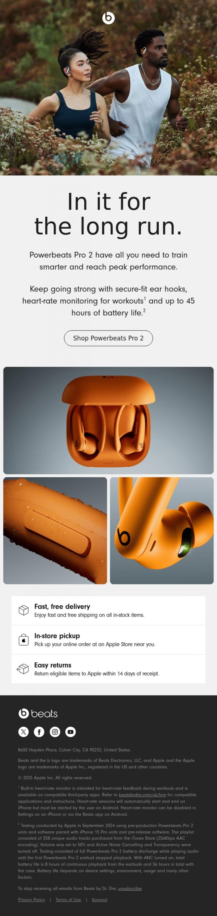 Email Design Inspiration from Beats by Dre, Built for athletes. Made for runners.