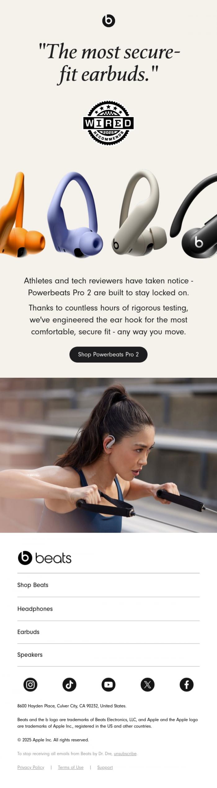 Email Design Inspiration from Beats by Dre, "The most secure-fit earbuds"