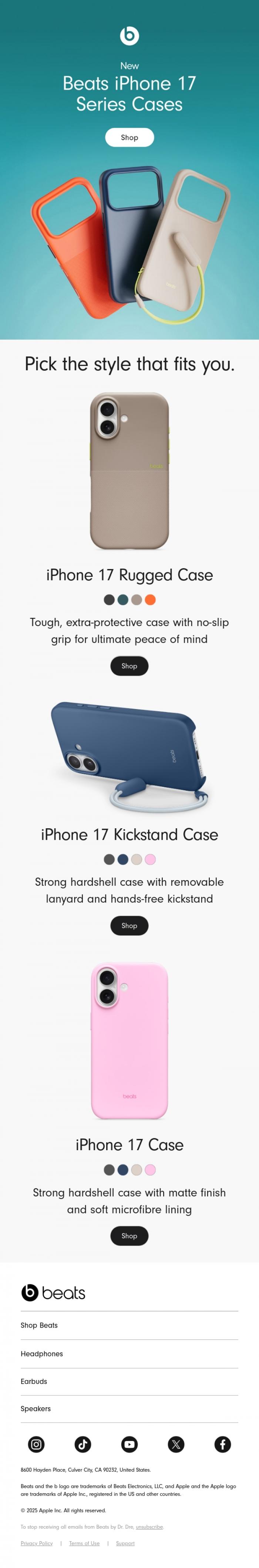 Email Design Inspiration from Beats by Dre, Beats iPhone&nbsp;17 Cases are ready to drop