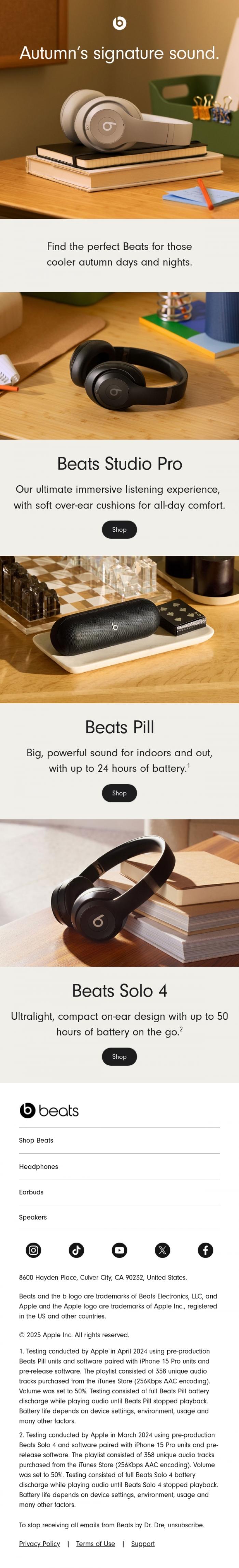 Email Design Inspiration from Beats by Dre, Find your autumn must-haves 🍂