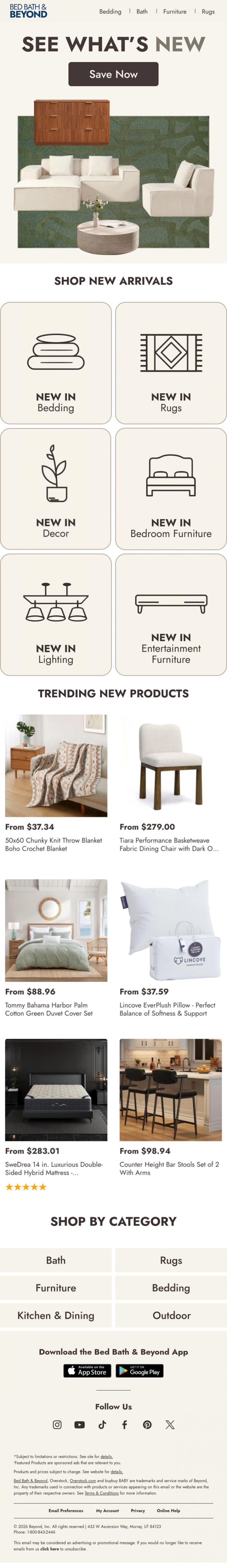 Email Design Inspiration from Bed Bath & Beyond, New arrivals just dropped. Come take a look... 👀