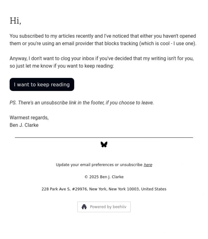 Email Design Inspiration from Ben J. Clarke, It Looks Like You're Not Reading