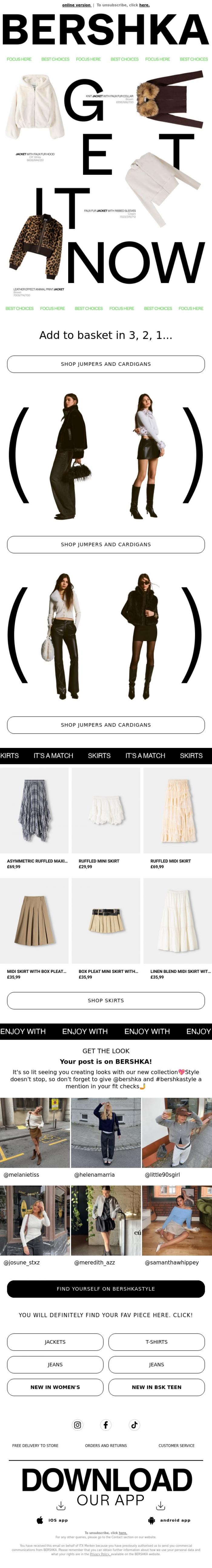 Email Design Inspiration from BERSHKA, Extra attitude with these faux-fur jumpers 🐩