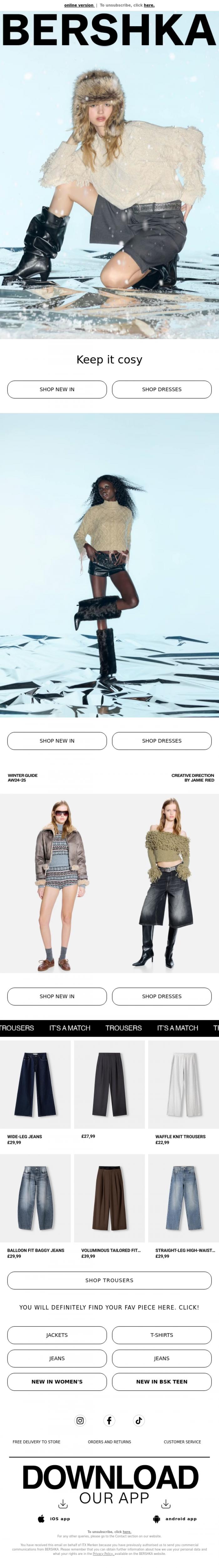 Email Design Inspiration from BERSHKA, Brrrr! Layers of warmth❄️By Jamie Reid