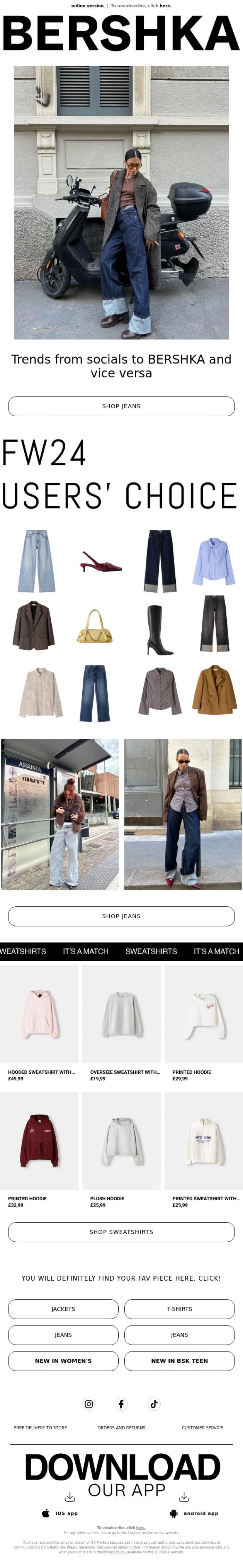 Email Design Inspiration from BERSHKA, Influencer alert⚠️How to wear denim