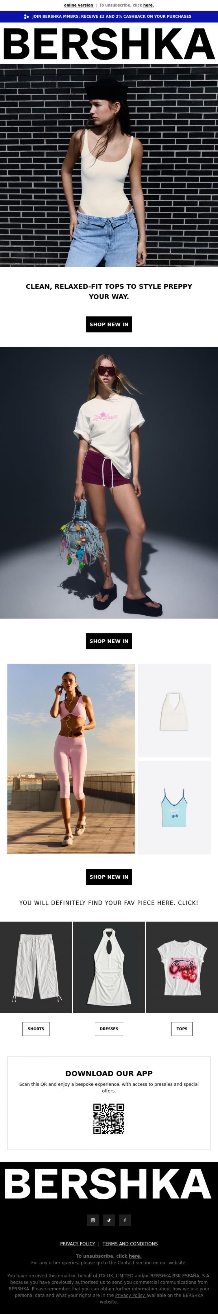 Email Design Inspiration from BERSHKA, Preppy vibes for this season
