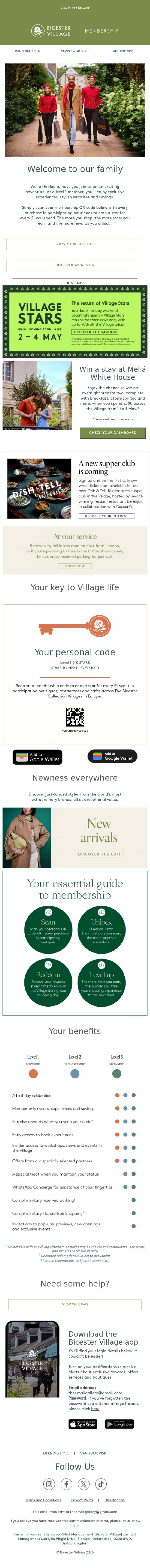 Email Design Inspiration from Bicester Village, Thank you for joining us, John
