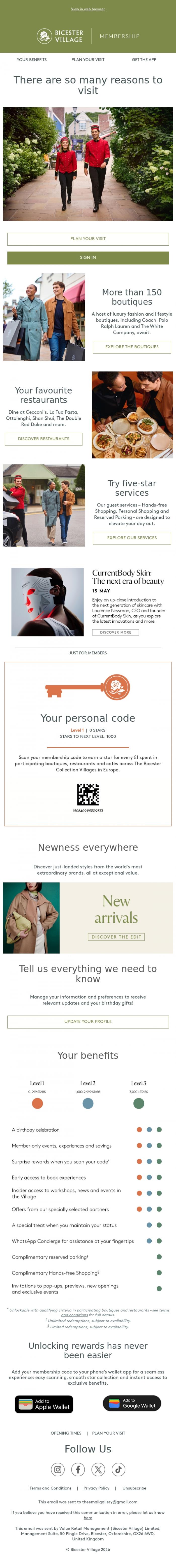 Email Design Inspiration from Bicester Village, John, the Village is waiting