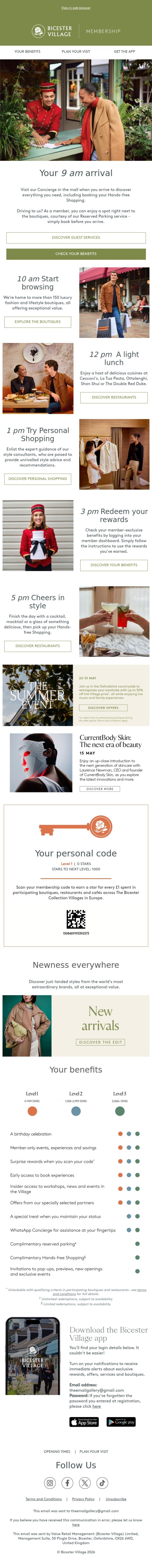 Email Design Inspiration from Bicester Village, How to spend your day with us 🛍️