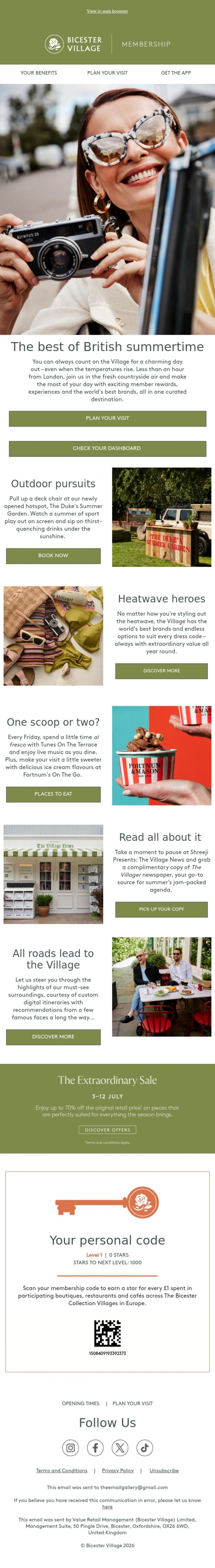 Email Design Inspiration from Bicester Village, It's cooler in the countryside...