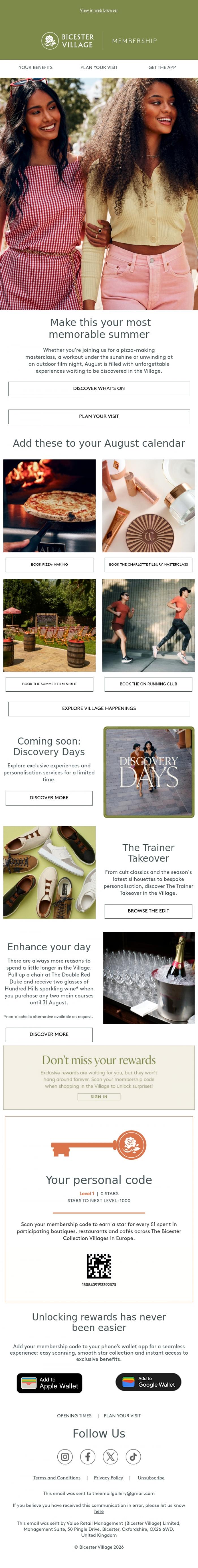 Email Design Inspiration from Bicester Village, The best of August starts here, John