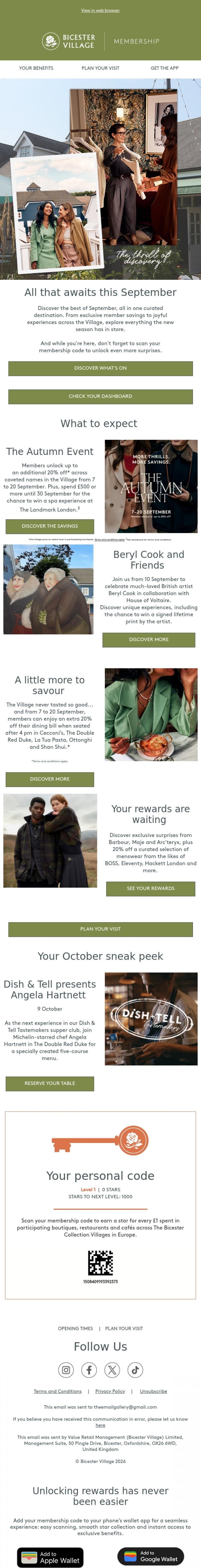 Email Design Inspiration from Bicester Village, John, the best of September,&nbsp;curated for you