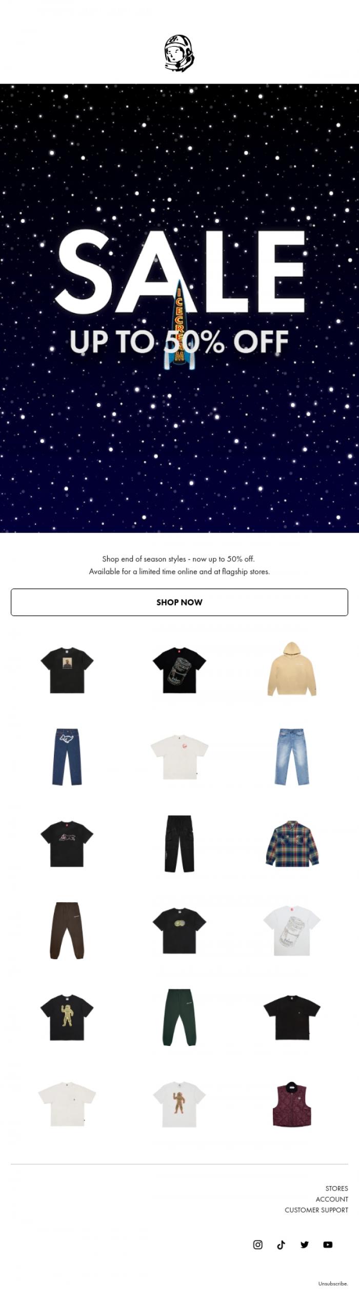 Email Design Inspiration from Billionaire Boys Club, Sale: New Styles Added
