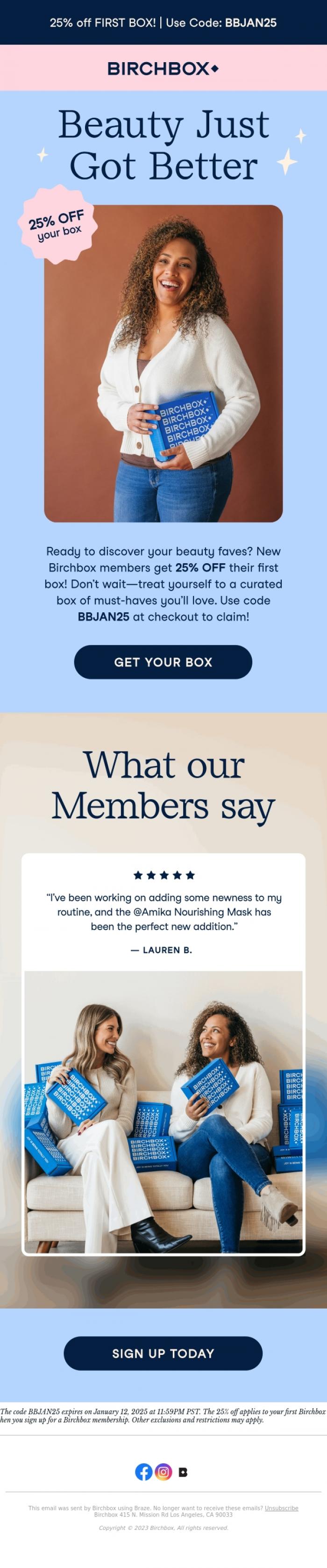 Email Design Inspiration from Birchbox, Take 25% Off Your First Box!