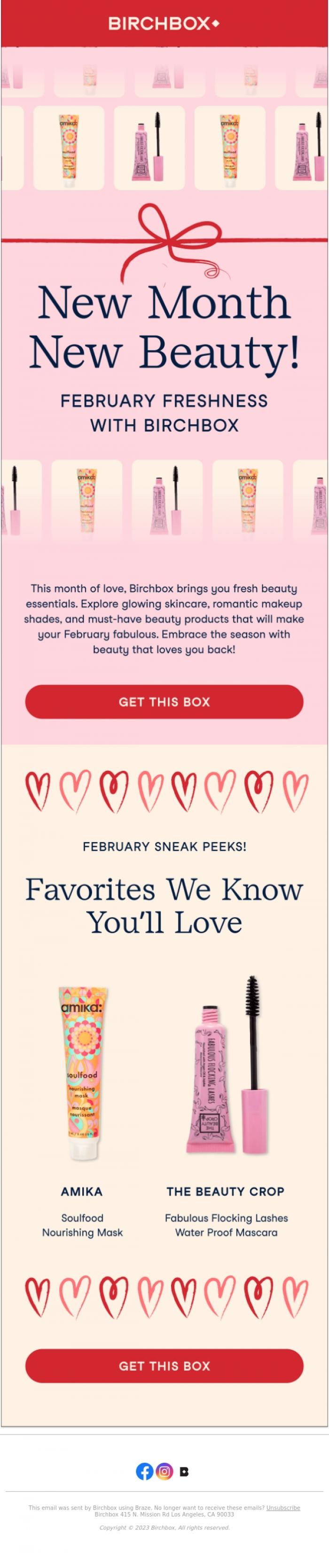 Email Design Inspiration from Birchbox, Fall in Love with the February Box 💗