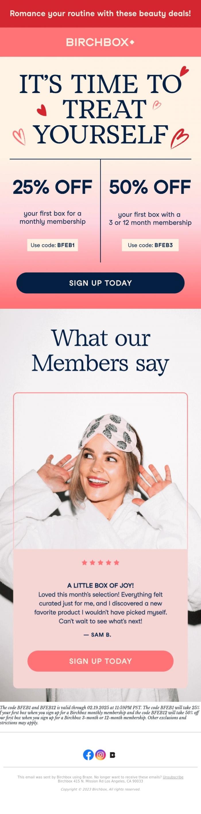Email Design Inspiration from Birchbox, Save BIG on your membership ❣️