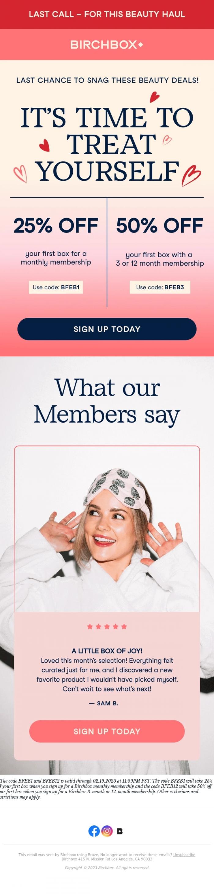 Email Design Inspiration from Birchbox, Last Chance for Savings ⏰