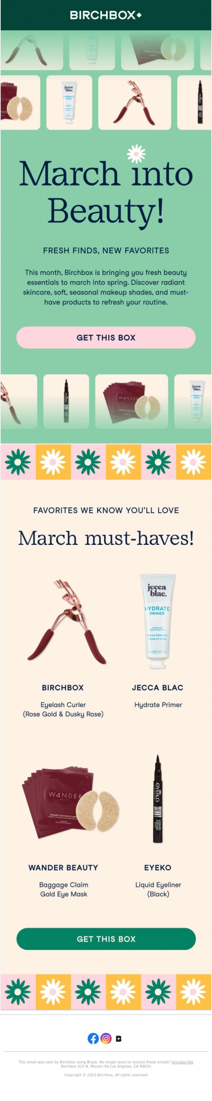 Email Design Inspiration from Birchbox, The March box is here 🌸🌼