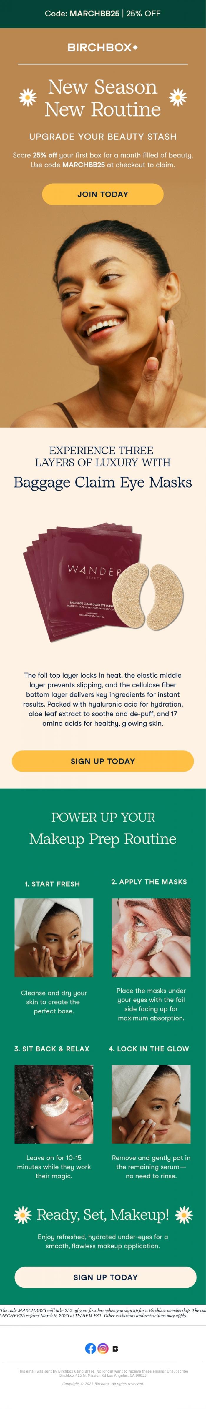 Email Design Inspiration from Birchbox, ✨ 25% Off Alert: A March Box Brimming with Beauty Surprises! ✨