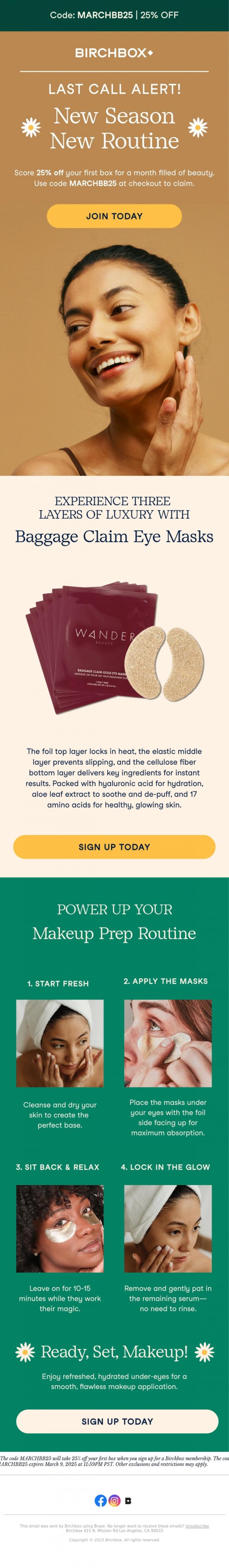 Email Design Inspiration from Birchbox, Final Hours: Grab 25% off Your March Box Now!