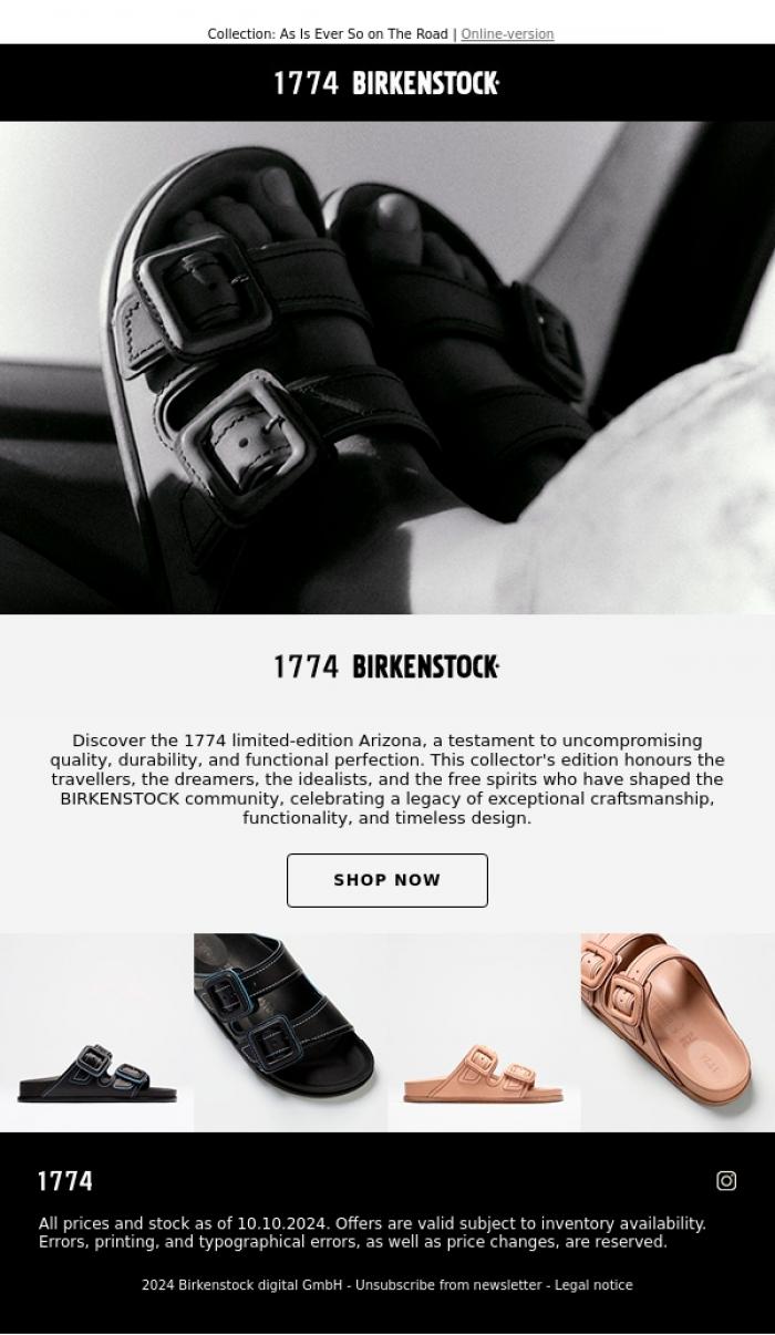Email Design Inspiration from BIRKENSTOCK 1774, Celebrate Timeless Design with the 1774 Limited-Edition Arizona