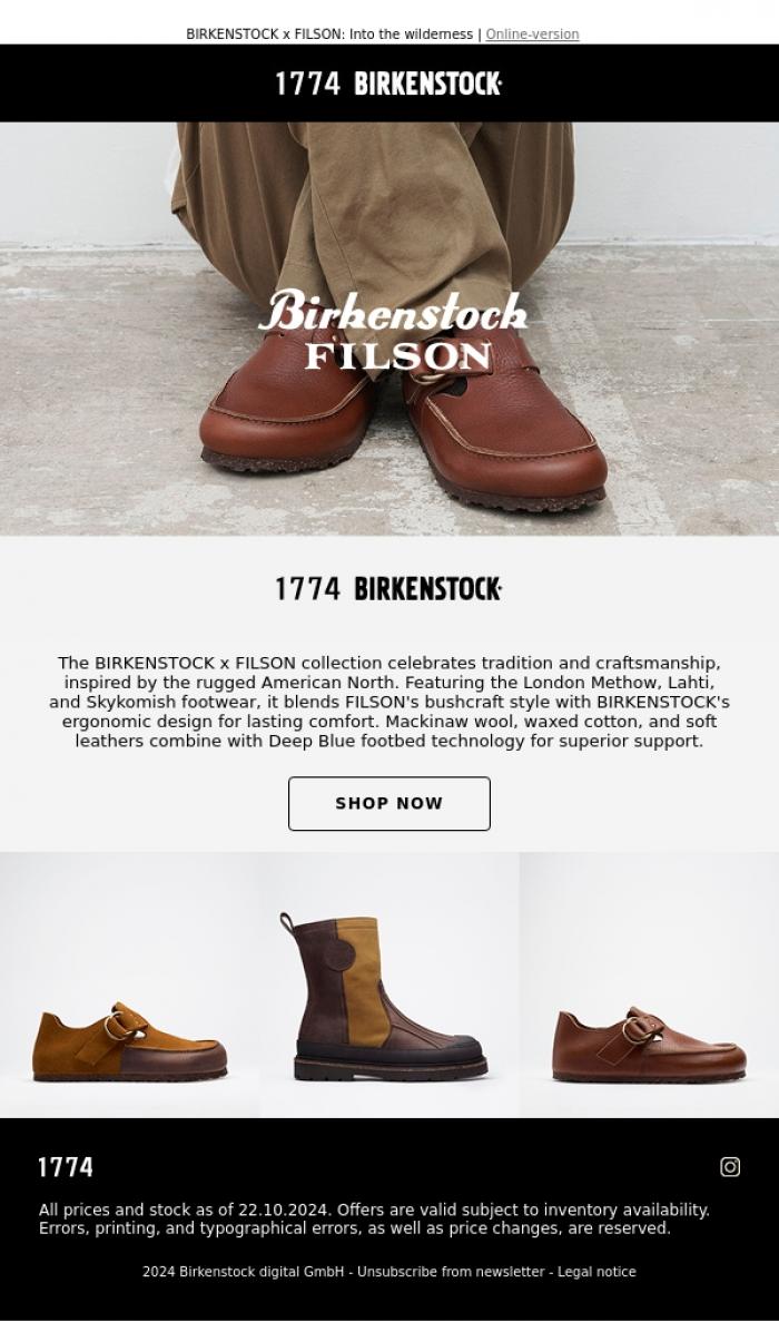 Email Design Inspiration from BIRKENSTOCK 1774, Discover BIRKENSTOCK x FILSON