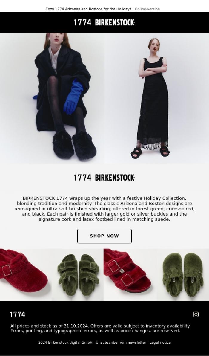 Email Design Inspiration from BIRKENSTOCK 1774, 1774 Celebrates the Holiday Collection