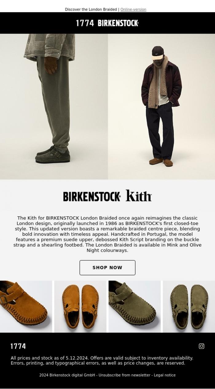 Email Design Inspiration from BIRKENSTOCK 1774, Kith for BIRKENSTOCK London Braided