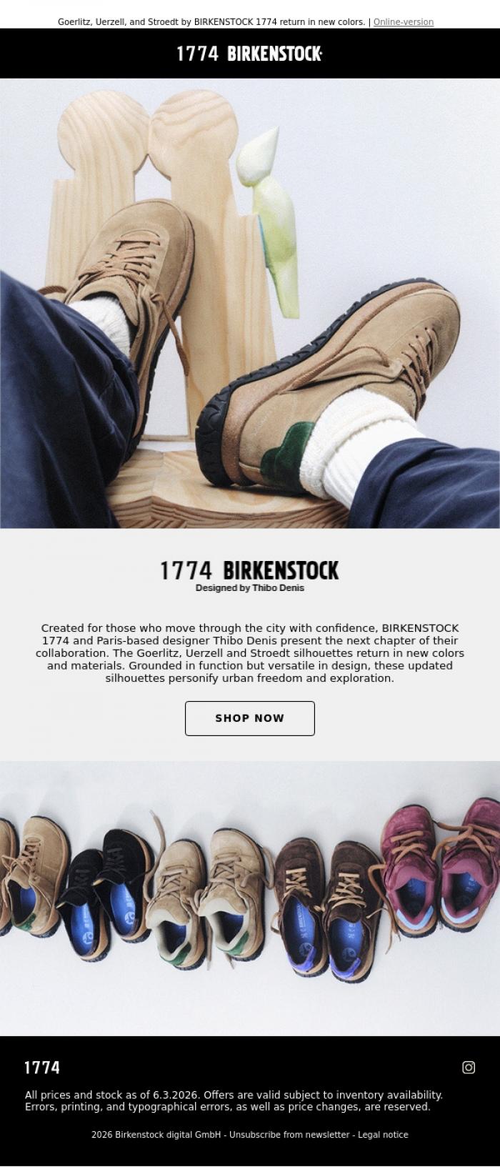 Email Design Inspiration from BIRKENSTOCK 1774, The Sneaker Edit by BIRKENSTOCK 1774 & Thibo Denis