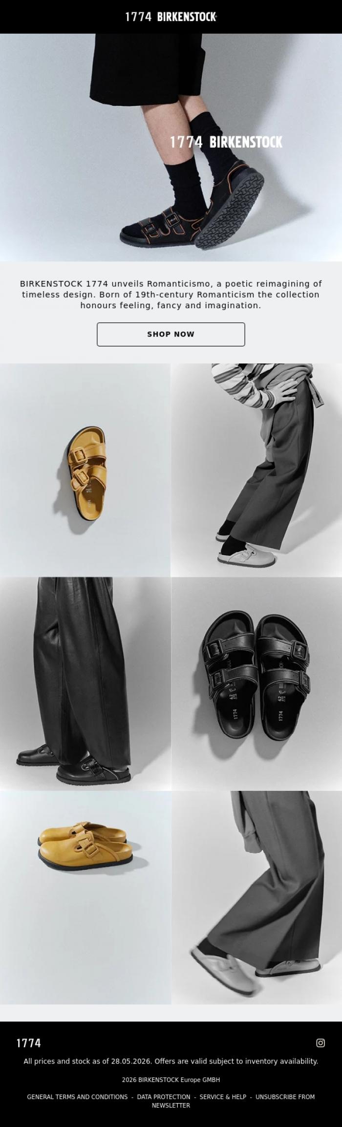 Email Design Inspiration from BIRKENSTOCK 1774, Summer takes shape with Romanticismo by BIRKENSTOCK 1774