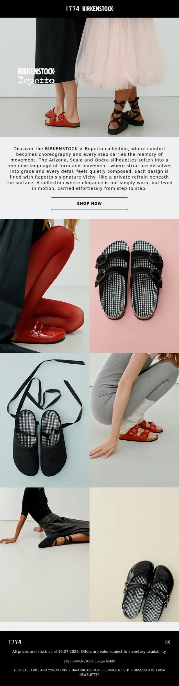 Email Design Inspiration from BIRKENSTOCK 1774, The Art of Movement - A New Expression by BIRKENSTOCK &times; Repetto