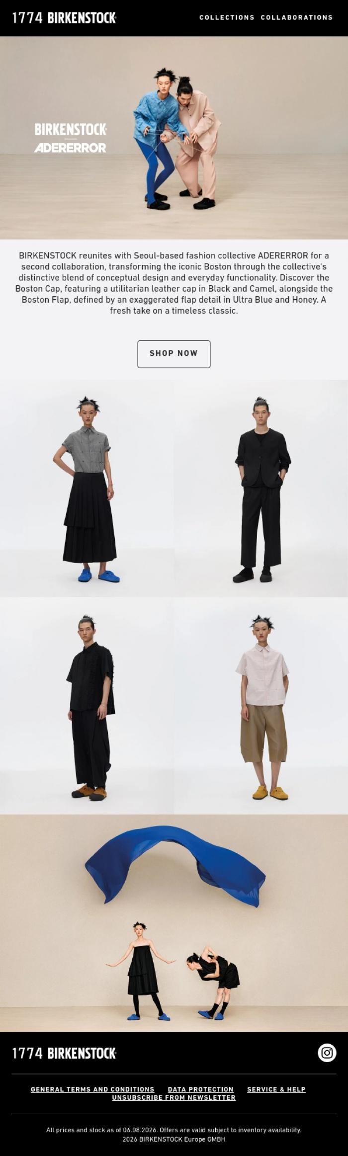 Email Design Inspiration from BIRKENSTOCK 1774, BIRKENSTOCK &times; ADERERROR: A New Chapter for the Boston