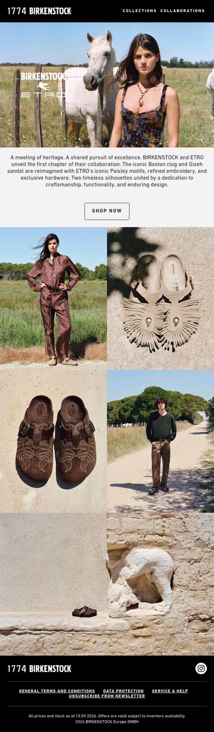 Email Design Inspiration from BIRKENSTOCK 1774, BIRKENSTOCK by ETRO | An Expression of Artisanal Elegance