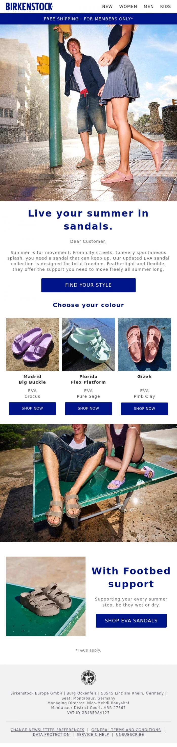 Email Design Inspiration from BIRKENSTOCK, New in: Your summer-proof sandals