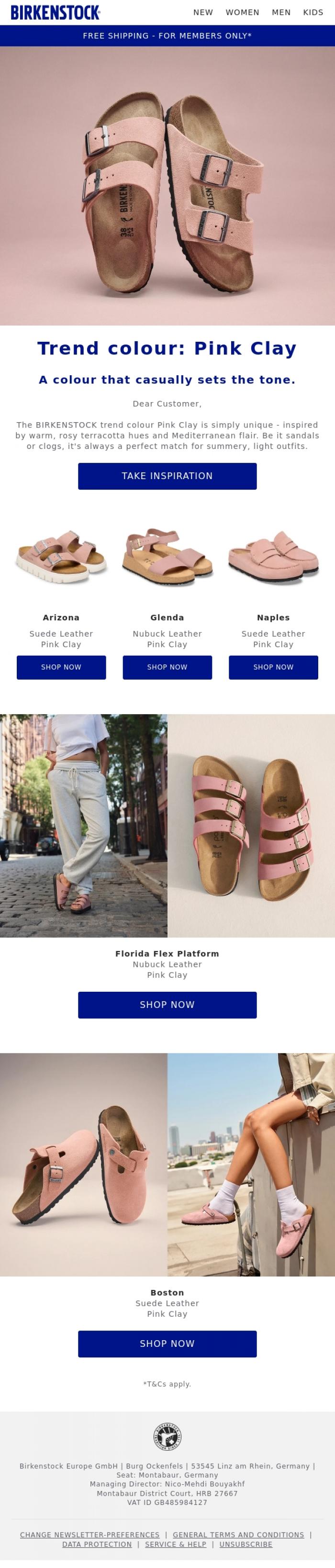 Email Design Inspiration from BIRKENSTOCK, Pink Clay: a glow-up for your look.