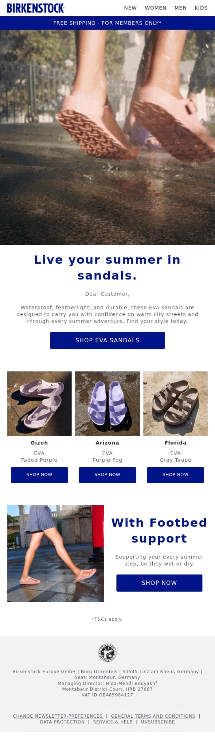 Email Design Inspiration from BIRKENSTOCK, Don't miss out on our new EVA sandal styles.