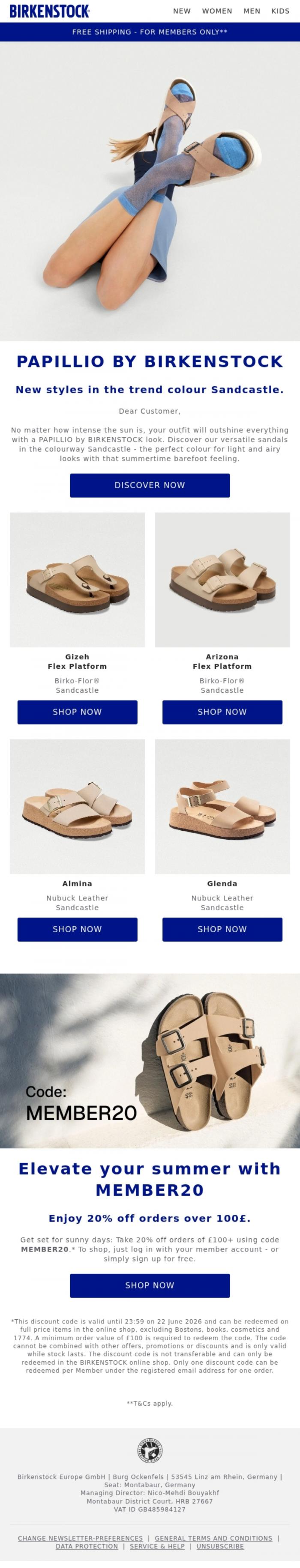 Email Design Inspiration from BIRKENSTOCK, Built for summer: Sandcastle styles.
