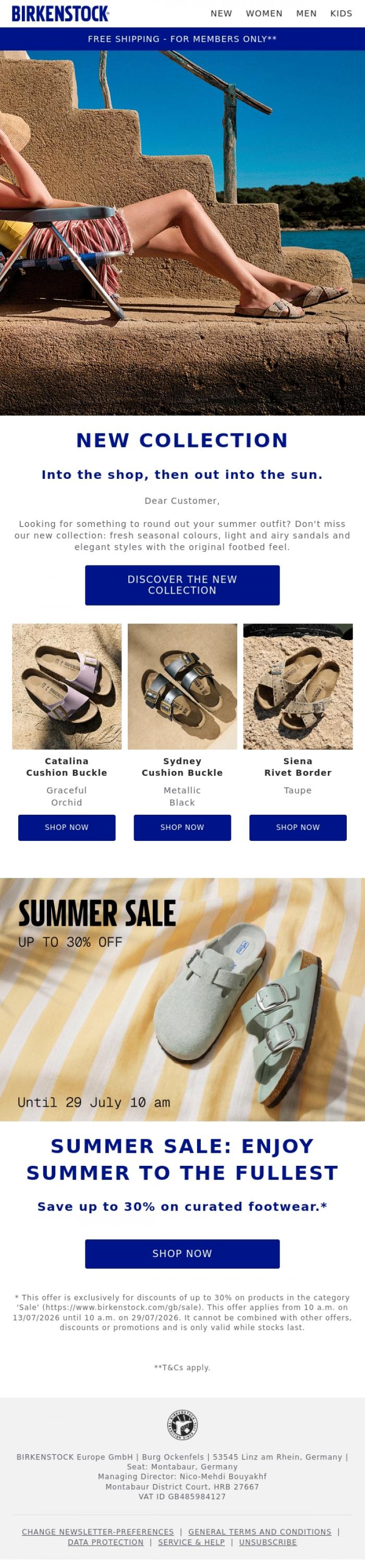 Email Design Inspiration from BIRKENSTOCK, Must-haves for summer.